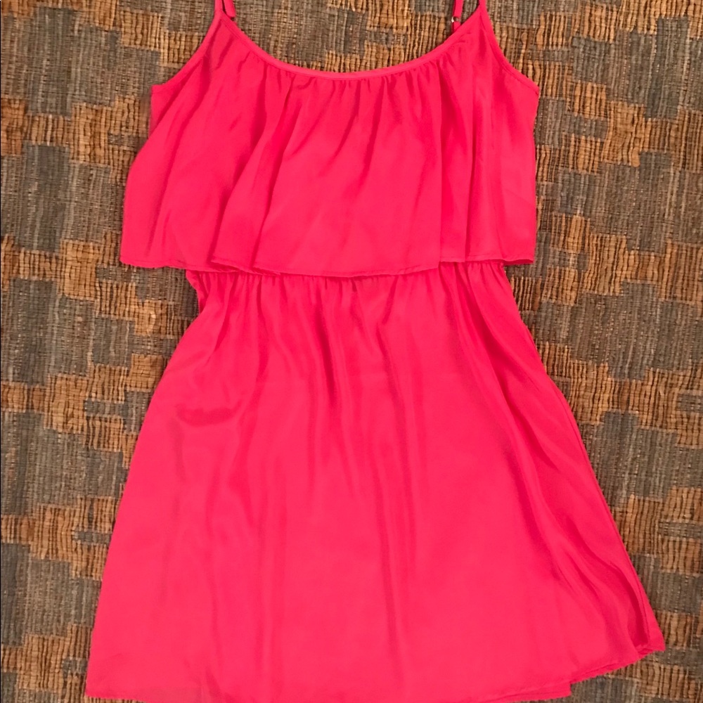 Hot pink strappy mini dress